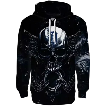 Detroit Tigers Skull Hoodie Navy Black – Stylish Fan Sweatshirt