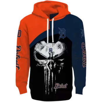 Detroit Tigers Punisher Skull Hoodie – Orange & Black Edition