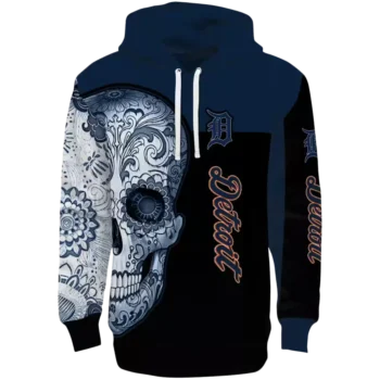 Detroit Tigers Sugar Skull Hoodie – Navy Black Team Sweatshirt