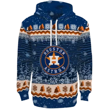 Houston Astros Blue Hoodie – Christmas Tree Design Sweatshirt