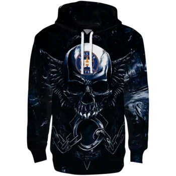 Houston Astros Skull Hoodie Blue Black - MLB Fan Apparel