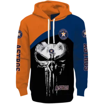 Houston Astros Punisher Skull Hoodie - Orange & Black Design