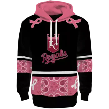 Kansas City Royals Black & Pink Awareness Ribbon Hoodie
