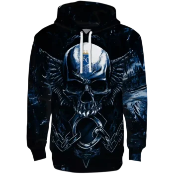 Kansas City Royals Skull Hoodie - Royal Blue & Black Team Sweatshirt