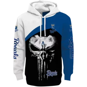 Kansas City Royals Punisher Skull Hoodie - White & Black Design