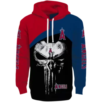 Los Angeles Angels Punisher Skull Hoodie - Red & Black Design