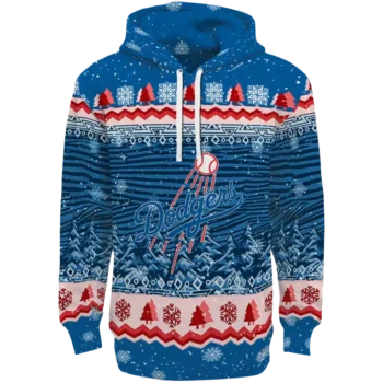 Los Angeles Dodgers Blue Hoodie – Christmas Tree Design