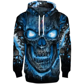 Los Angeles Dodgers Blue Black Hoodie with Demonic Skull Design