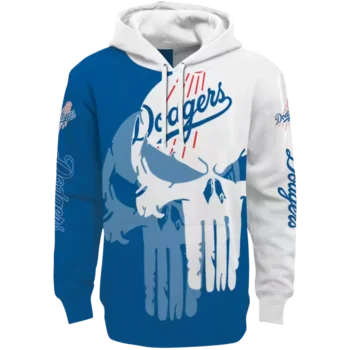 LA Dodgers Blue White Punisher Hoodie – Graphic MLB Sweatshirt