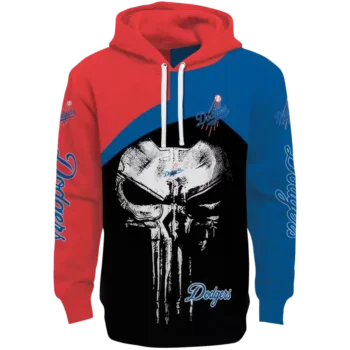Los Angeles Dodgers Punisher Skull Red & Black Hoodie