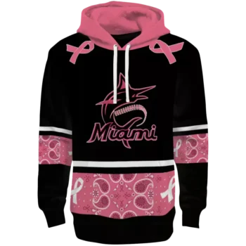 Miami Marlins Black Pink Awareness Ribbon Hoodie – Support Cause