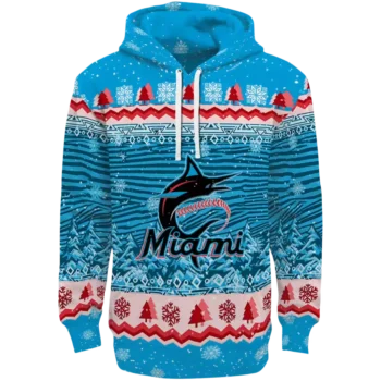 Miami Marlins Blue Hoodie – Christmas Trees Design | Holiday Gear