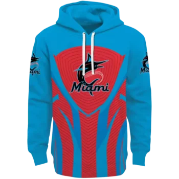 Miami Marlins Blue Black Hoodie with Concentric Lines Design
