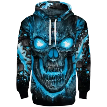 Miami Marlins Demonic Skull Hoodie - Blue & Black Design