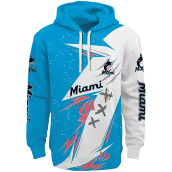 Miami Marlins Blue White Dynamic Slash Hoodie – Men’s Sweatshirt