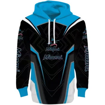 Miami Marlins Blue Black Futuristic Hoodie – Stylish MLB Gear