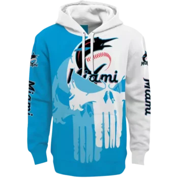 Miami Marlins Punisher Hoodie Blue White – MLB Fan Sweatshirt
