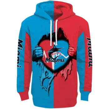 Miami Marlins Blue Heartbeat Graphic Hoodie – Men’s & Women’s Gear