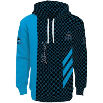 Miami Marlins Blue Hoodie with Monogram Pattern – Official Gear