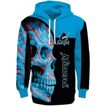Miami Marlins Skull Hoodie – Blue & Black Stylish Sweatshirt