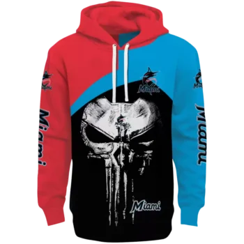 Miami Marlins Punisher Skull Red & Black Hoodie – Men's Fan Gear
