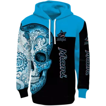 Miami Marlins Sugar Skull Hoodie – Blue & Black Design