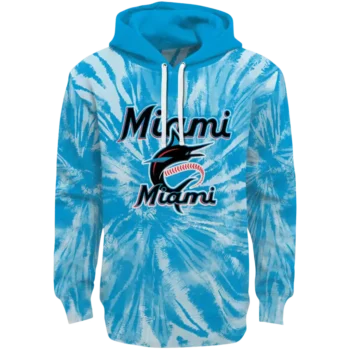 Miami Marlins Blue Tie-Dye Hoodie – Stylish MLB Fan Gear