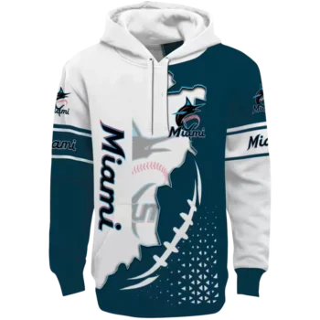 Miami Marlins Blue White Hoodie with Triangular Pattern