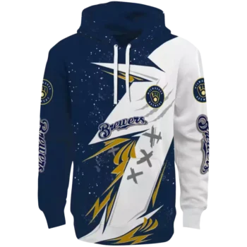 Milwaukee Brewers Navy Blue White Hoodie – Dynamic Slash Design