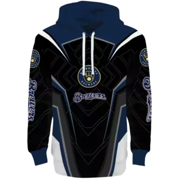 Milwaukee Brewers Navy Black Futuristic Pattern Hoodie