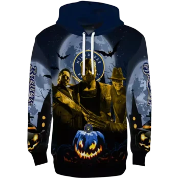 Milwaukee Brewers Navy Blue Black Halloween Hoodie