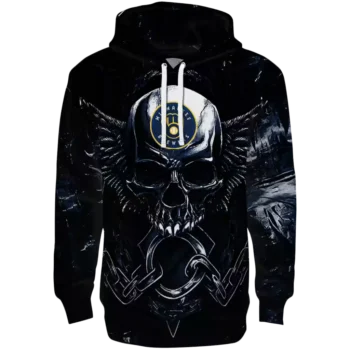 Milwaukee Brewers Skull Hoodie Navy Blue Black – MLB Fan Gear