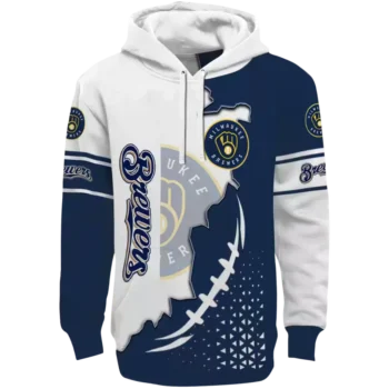 Milwaukee Brewers Navy Blue White Triangular Hoodie