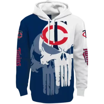 Minnesota Twins Punisher Hoodie - Navy & White Baseball Sweatshirt