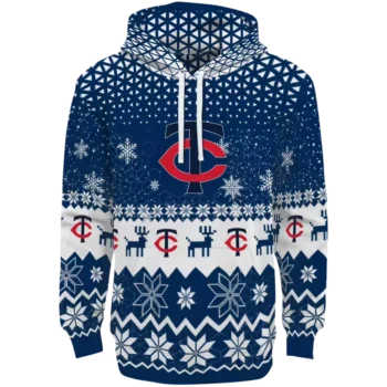 Minnesota Twins Navy Hoodie with Reindeer Design – Holiday Sweatshirt