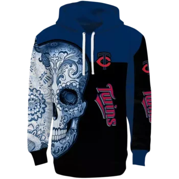 Minnesota Twins Sugar Skull Hoodie – Navy Black Team Sweatshirt