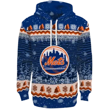 New York Mets Blue Hoodie - Christmas Tree Design Apparel