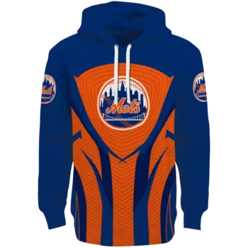 New York Mets Blue Black Hoodie – Stylish Concentric Lines Design