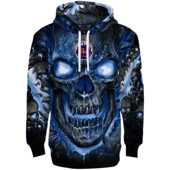 New York Mets Demon Skull Hoodie Blue Black - MLB Fan Gear