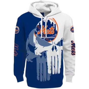 New York Mets Punisher Hoodie - Blue & White Graphic Sweatshirt