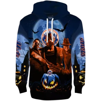 New York Mets Blue & Black Hoodie – Halloween Vibes Design