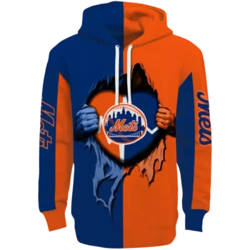 New York Mets Blue Heartbeat Graphic Hoodie – MLB Fan Sweatshirt