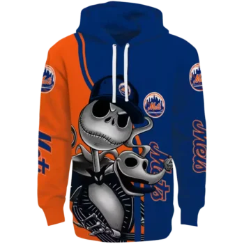 New York Mets Jack Skellington Hoodie – Blue MLB Fan Gear