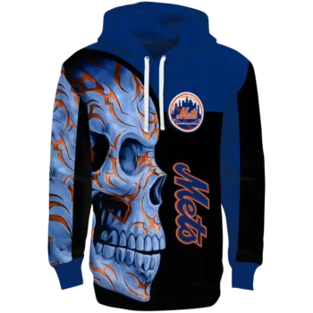 New York Mets Skull Hoodie - Blue & Black MLB Sweatshirt