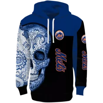 New York Mets Sugar Skull Hoodie – Blue & Black MLB Sweatshirt
