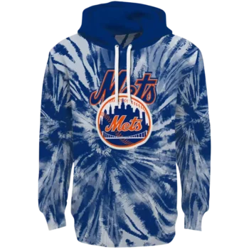 New York Mets Tie Dye Hoodie - Blue MLB Pullover Sweatshirt