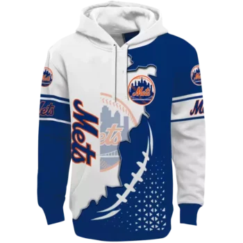 New York Mets Blue White Triangular Hoodie – Stylish MLB Fan Gear