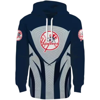 New York Yankees Navy Black Hoodie with Concentric Lines Design
