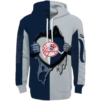 New York Yankees Navy Heartbeat Graphic Hoodie - Official MLB Gear