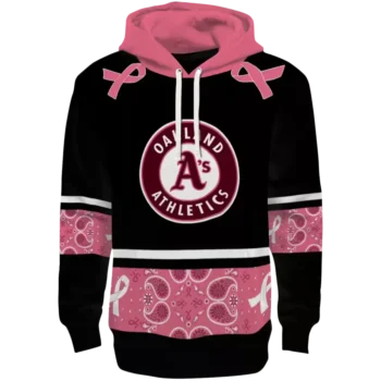 Oakland Athletics Black Pink Awareness Ribbon Hoodie